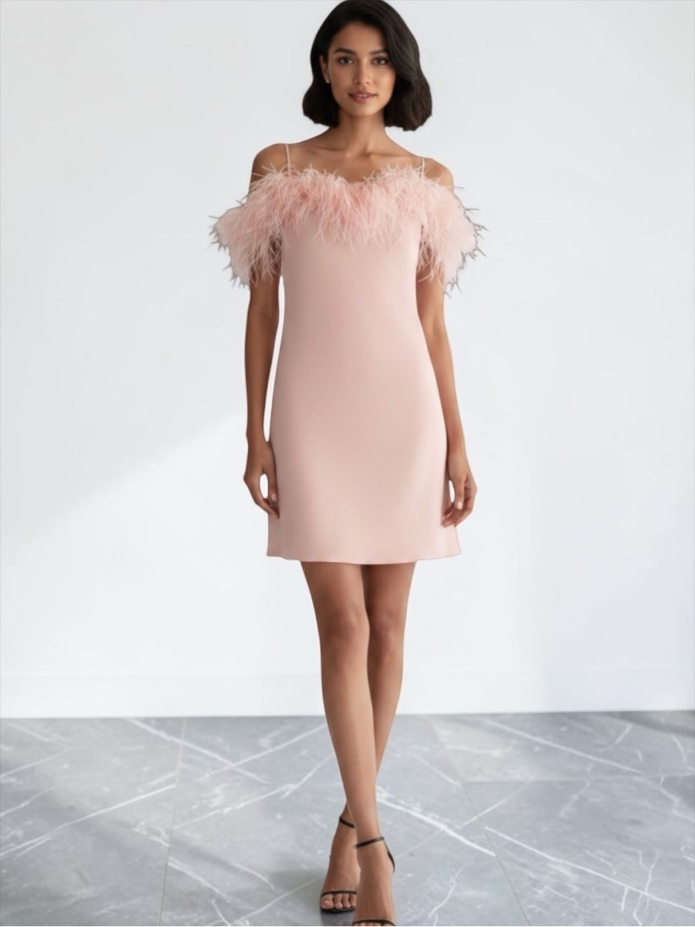 ALC Opal Feather Trimmed Mini Dress NWT